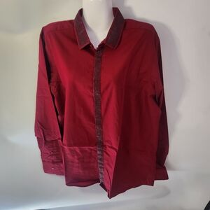 INC International Concepts Men's Burgundy Button Down Sequin Shirtsize M.